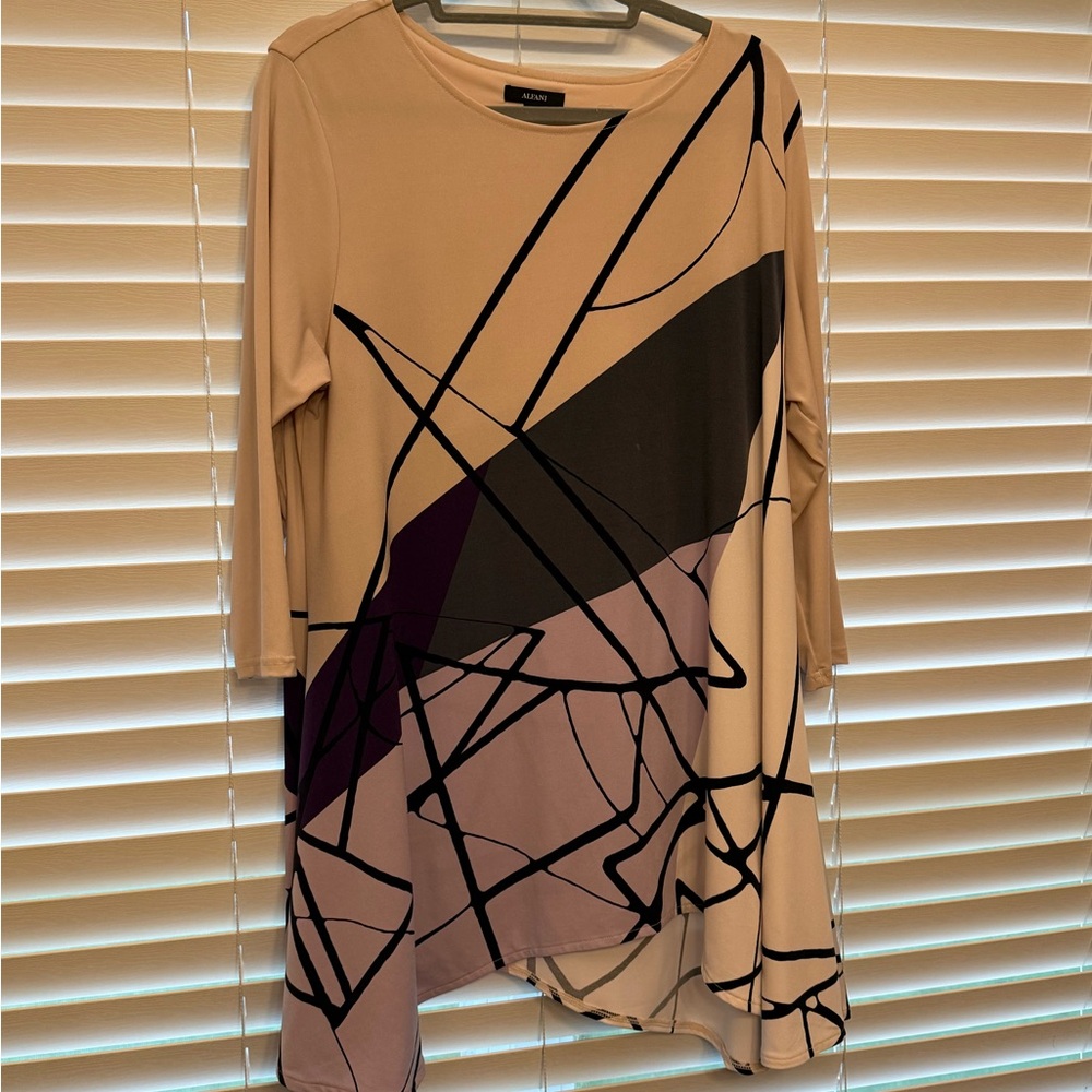 Alfani Women's Geometric Tunic - Beige, Black, Purple